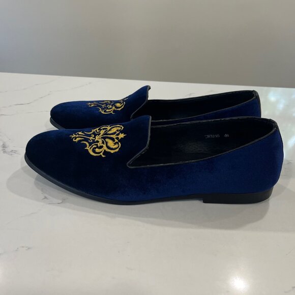 Fulinken Men's Velvet and Leather Blue Loafer Size 46 or 12 US - Picture 4 of 10